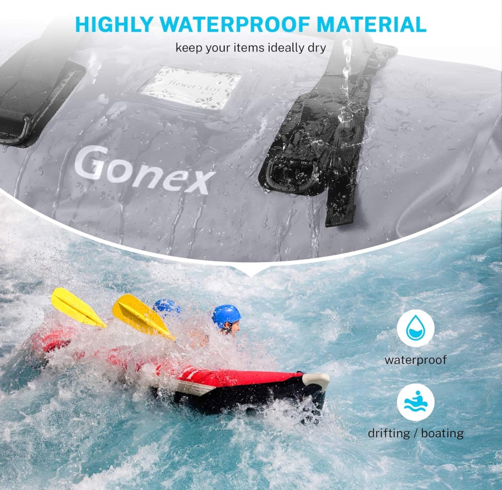 Gonex 40L 60L 80L Extra Large Waterproof Duffle Travel Dry Duffel Bag Heavy Duty Bag with Durable Straps  Handles for Kayaking Paddleboarding Boating Rafting Fishing