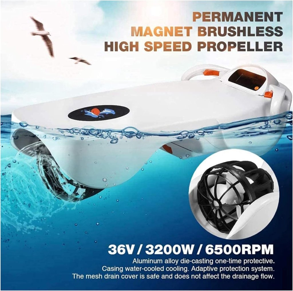 GymSilk Electric Surfboard, Propeller Diving Equipment for Swimming, Adult Underwater Scooter Sea Scooter, Smart Somatosensory Surfing Board Swimming Aids, Battery Capacity,12AH White