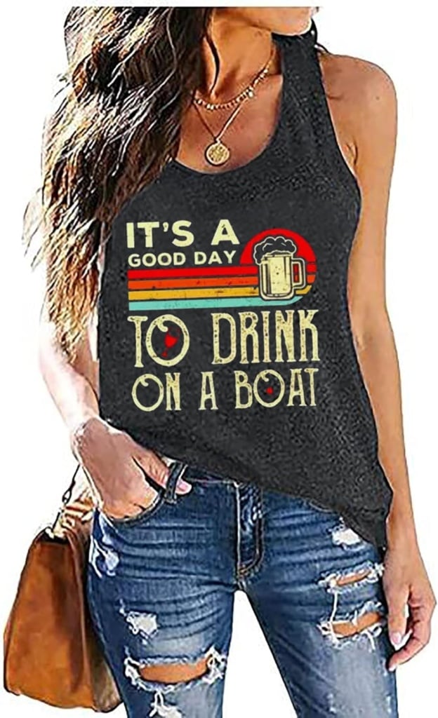 It is A Good Day to Drink On A Boat Tank Tops Women Vintage Boating Tank Tops Sleeveless Summer Vacation Tank Tops