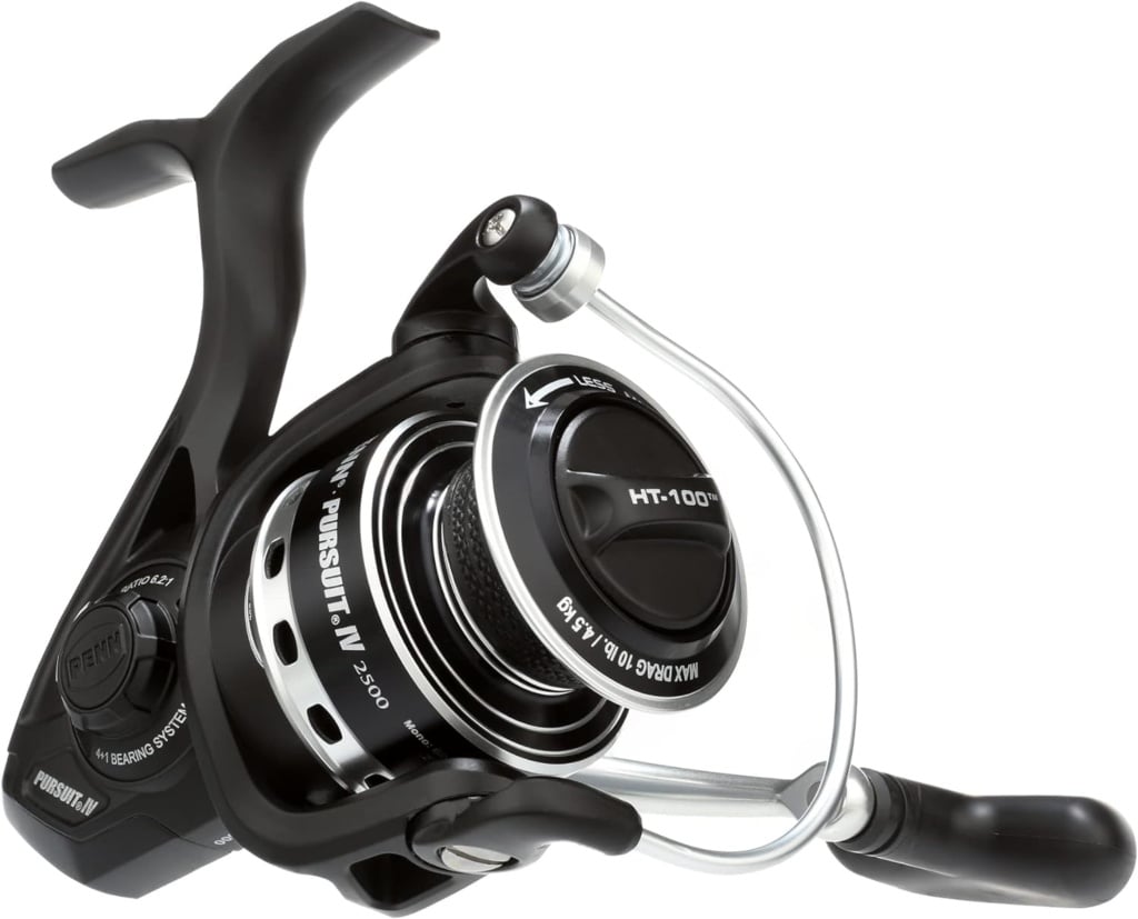 PENN Pursuit IV Inshore Spinning Fishing Reel, Size 4000, HT-100 Front Drag, Max of 15lb, 5 Sealed Stainless Steel Ball Bearing System, Built with Carbon Fiber Drag Washers