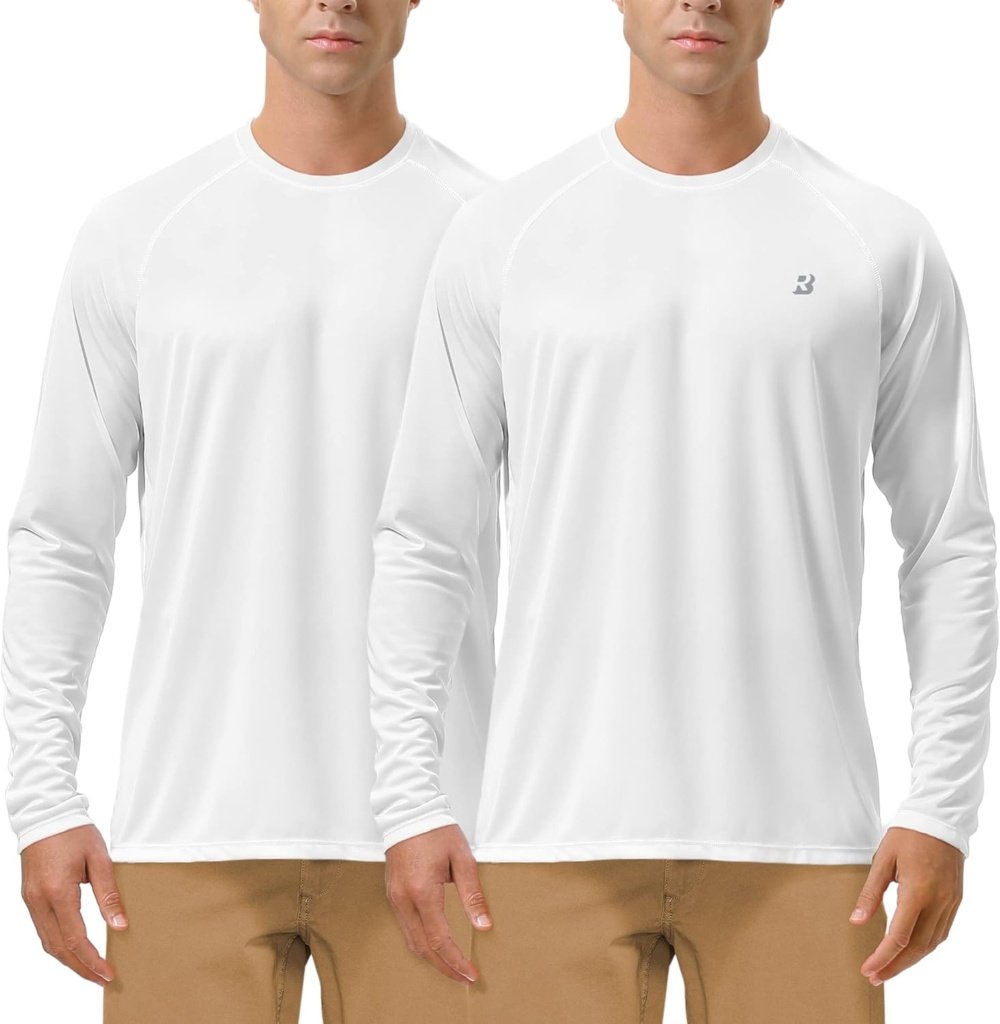 Roadbox Mens UPF 50+ UV Sun Protection Shirts Outdoor Long Sleeve SPF Rash Guard for Fishing Hiking Swimming Running