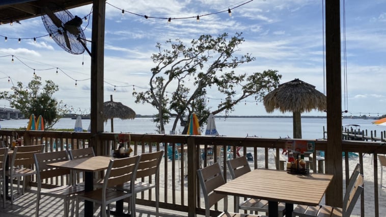 A great view of the beach and Manatee River from Whiskey Joe's.