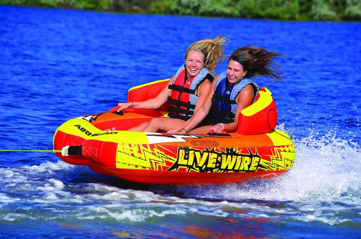 AIRHEAD LIVE WIRE 1-2 Rider, Towable Tube for Boating with Dual Tow Points
