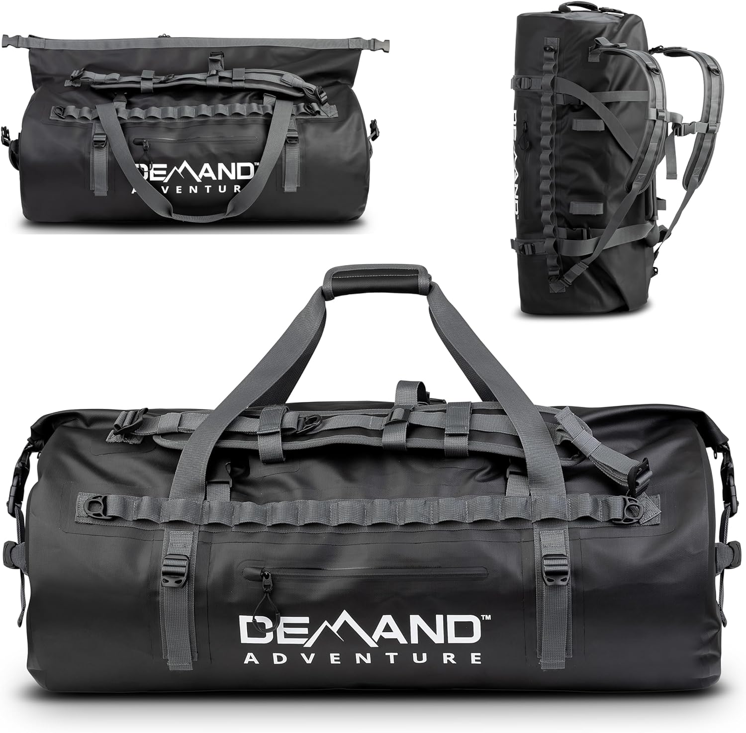 DEMAND ADVENTURE Premium Heavy Duty Waterproof 1680D Duffel Bag, 65L Rolltop Dry Backpack For Your Boating, Camping  Travel Adventures