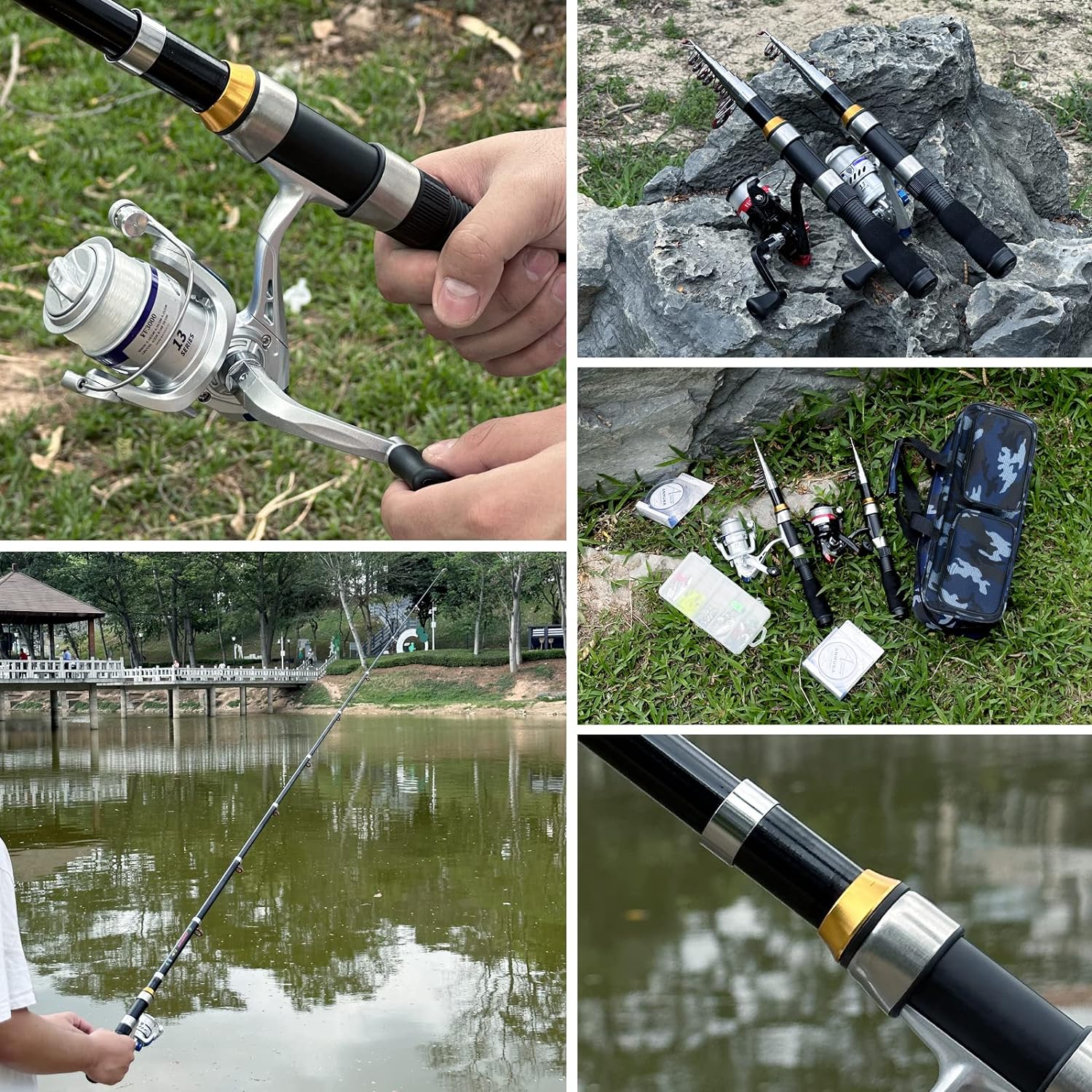 Fishing Rod Reel Combo 2PCS 6.89FT Collapsible Fishing Pole Spinning Reel Lures Accessories with Fishing Bag Portable Telescopic Fishing Rod Kit for Saltwater Freshwater Travel Fishermen Gift Fishing Rod Reel Combo 2PCS 6.89FT Collapsible Fishing Pole Spinning Reel Lures Accessories with Fishing Bag Portable Telescopic Fishing Rod Kit for Saltwater Freshwater Travel Fishermen Gift