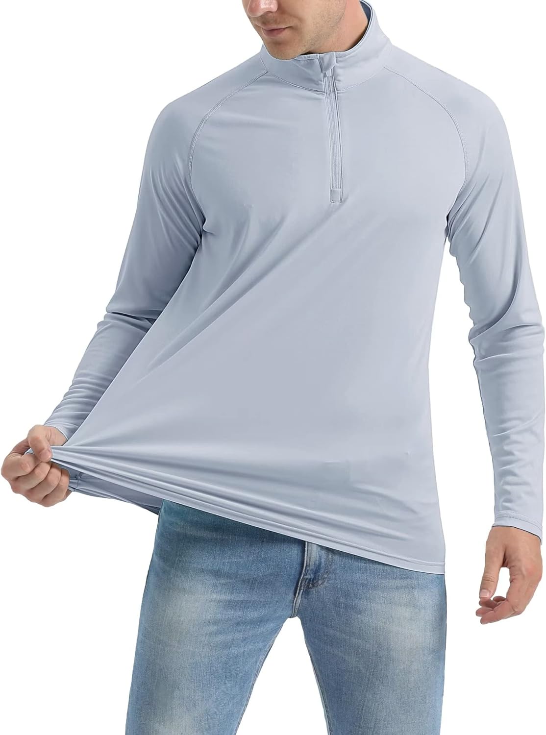 MAGCOMSEN Mens Long Sleeve Sun Shirts UPF 50+ Tees 1/4 Zip Up Fishing Running Rash Guard T-Shirts Outdoor Shirt