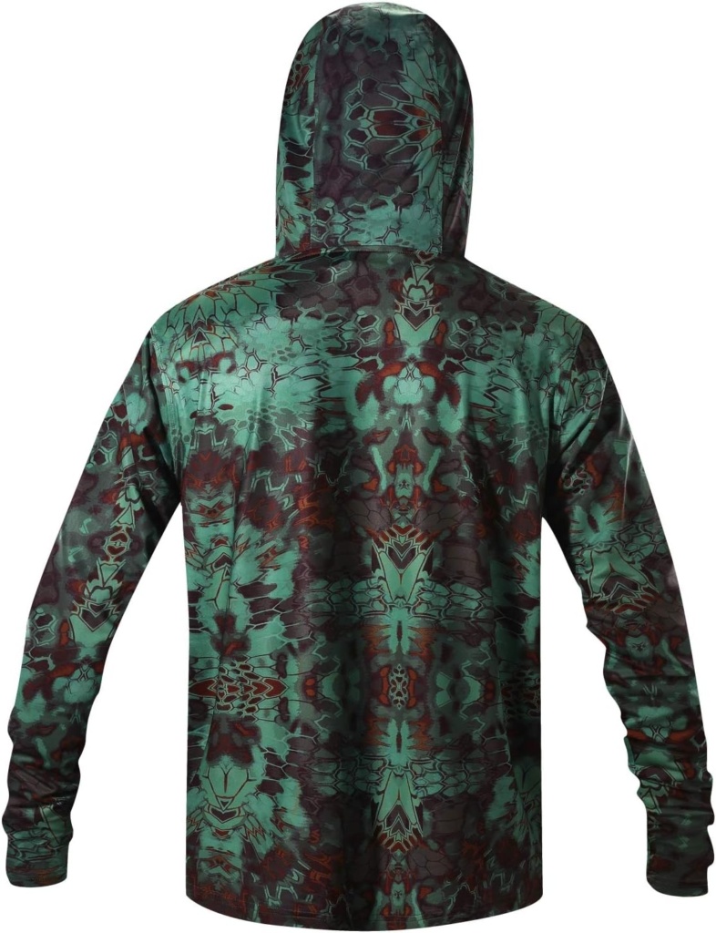 Performance Fishing Hoodie with Face Mask Hooded Sunblock Shirt Sun Shield Long Sleeve Shirt UPF50 Dry Fit Quick-Dry