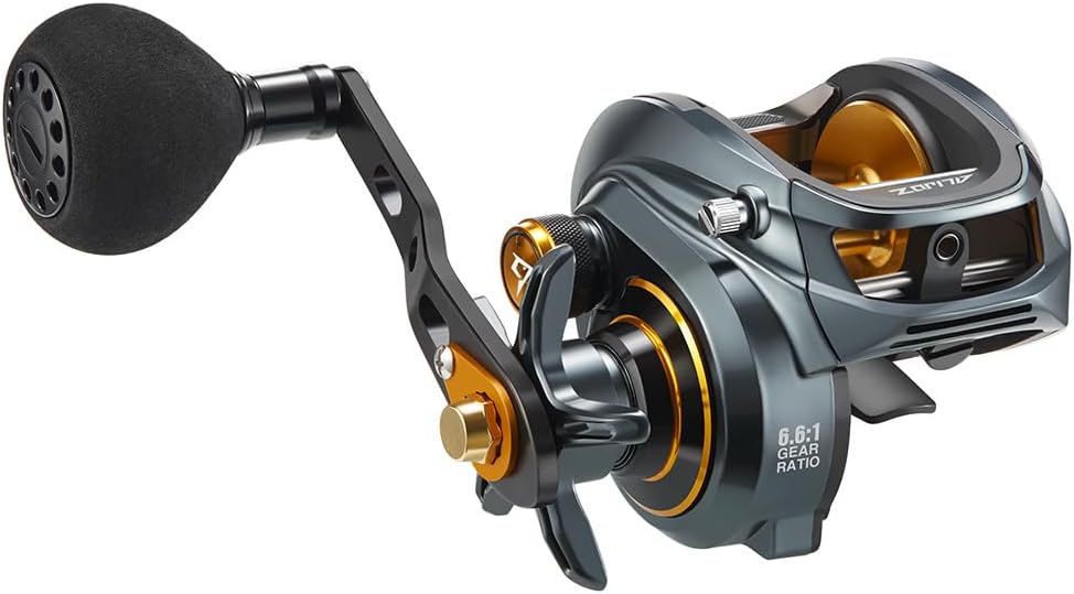 Piscifun Alijoz Baitcaster Fishing Reel, 300 Size Aluminum Frame Baitcasting Reel, 33Lbs Max Drag, Freshwater  Saltwater Low Profile Casting Reel for Musky, Available in 5.9:1/6.6:1/8.1:1 Gear Ratio
