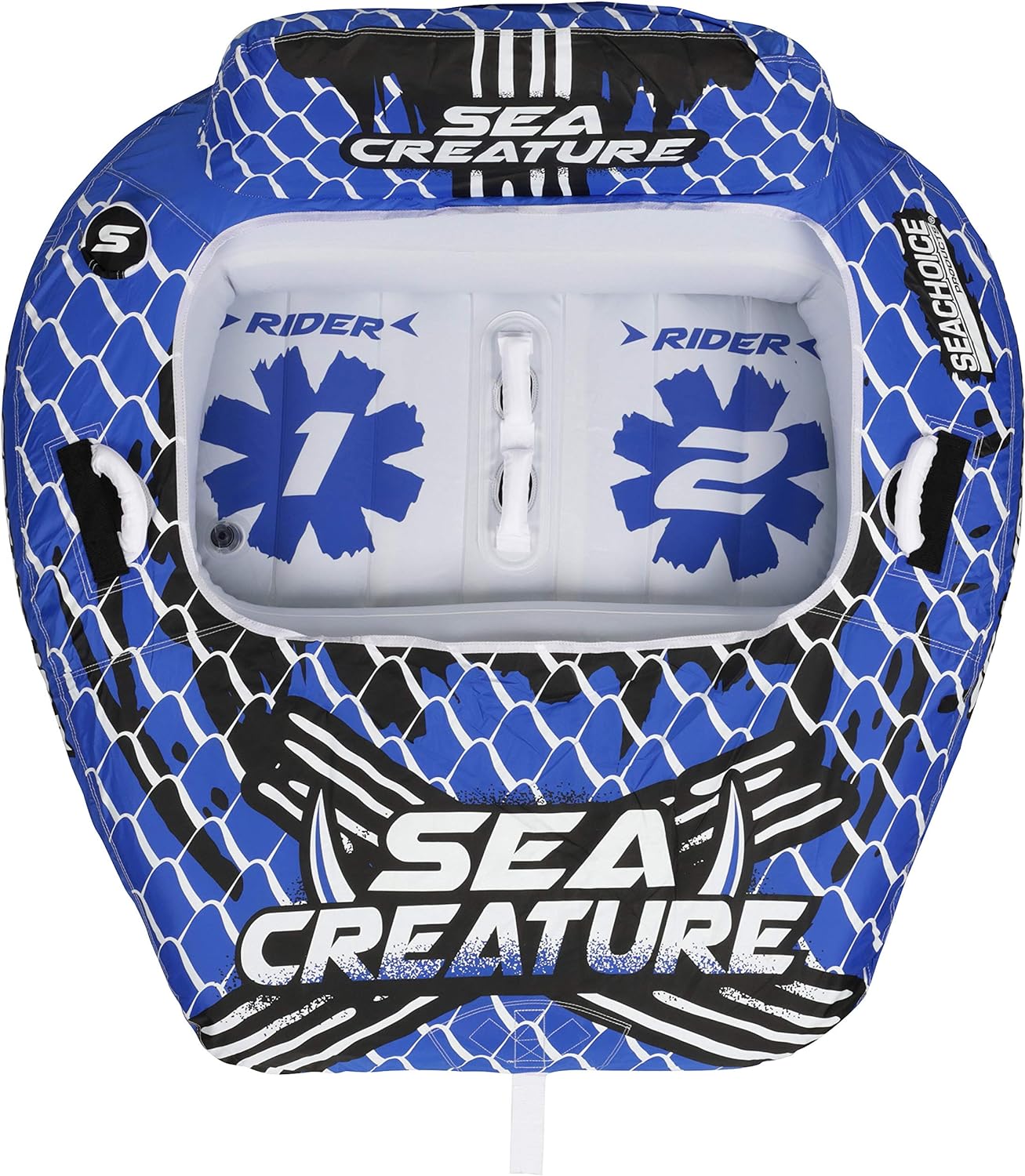 Seachoice Sea-Creature Towable Tube, Open Top Boat Tube w/ Backrests, 2 Person, 60 In. X 58 In.