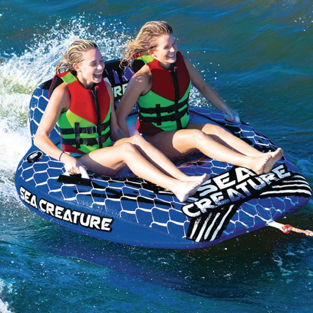 Seachoice Sea-Creature Towable Tube, Open Top Boat Tube w/ Backrests, 2 Person, 60 In. X 58 In.
