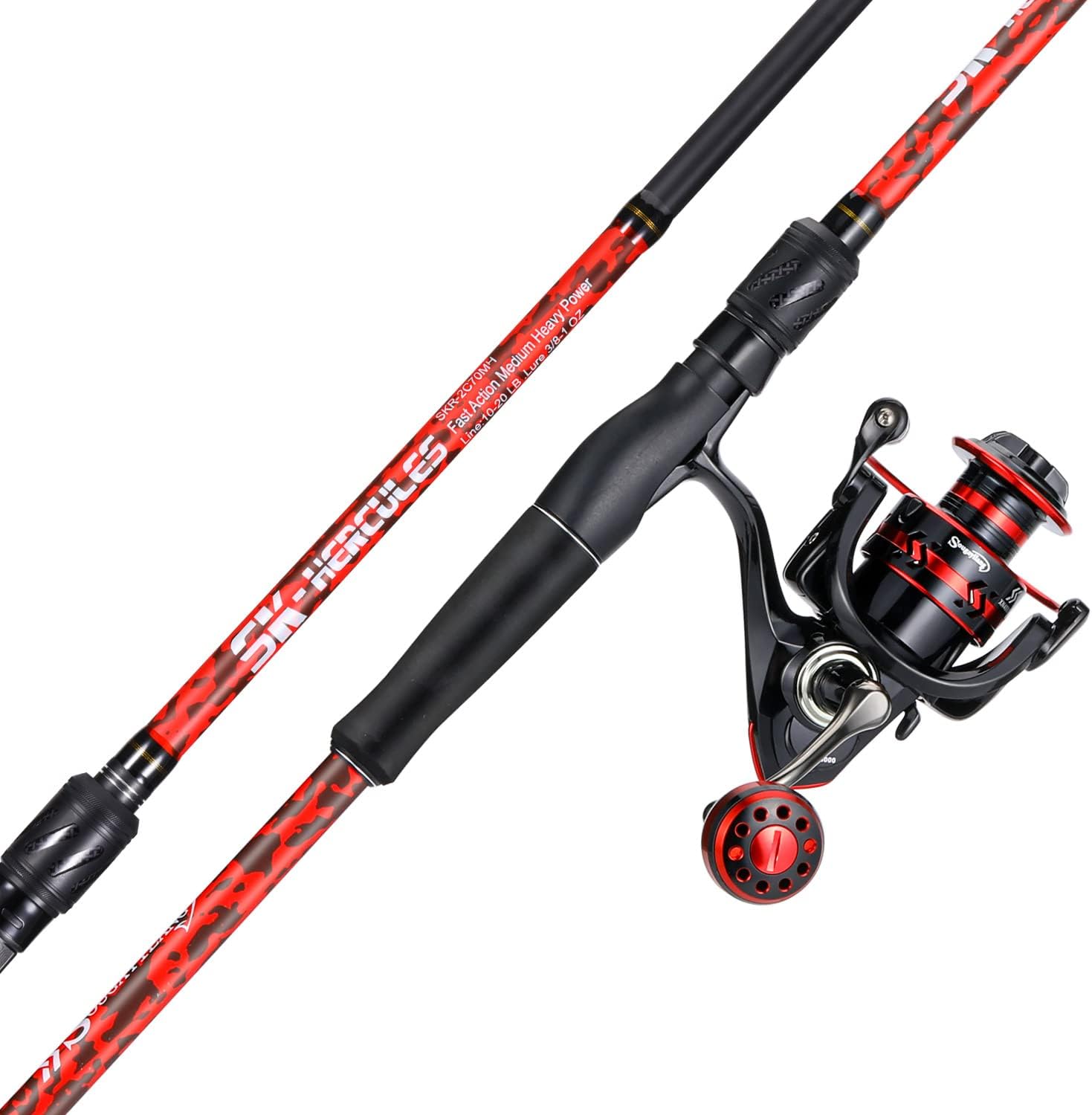 Sougayilang 7’ Fishing Rod and Reel Spinning Combo, 2 Piece Fishing Rod, Size 4000 Reel, Right/Left Handle Position, Suitable for Inshore Fishing