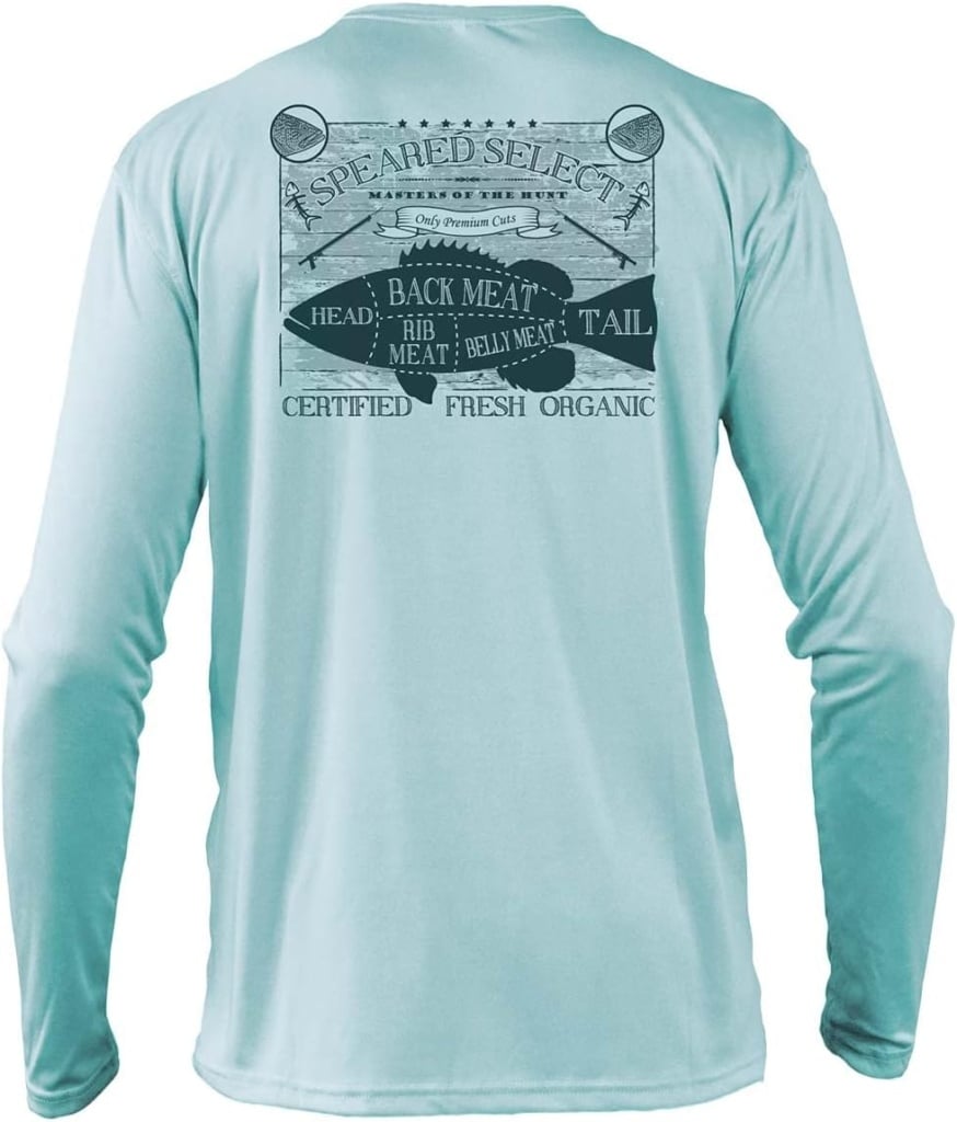 Spearfishing UV T-Shirt: UPF 50+ Long Sleeve Men’s Sun Protection, Quick Dry Rash Guard Tee for Scuba Diving, Fishing, Swim
