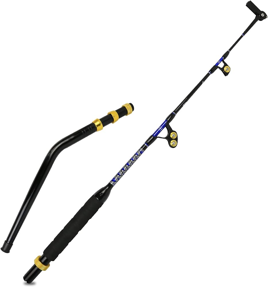 Topline Tackle 2-Piece Straight/Bent Butt Troling Fishing Rod for Saltwater, Offshore Heavy Duty Rod, Conventional Boat Fishing Pole with Swivel Tip