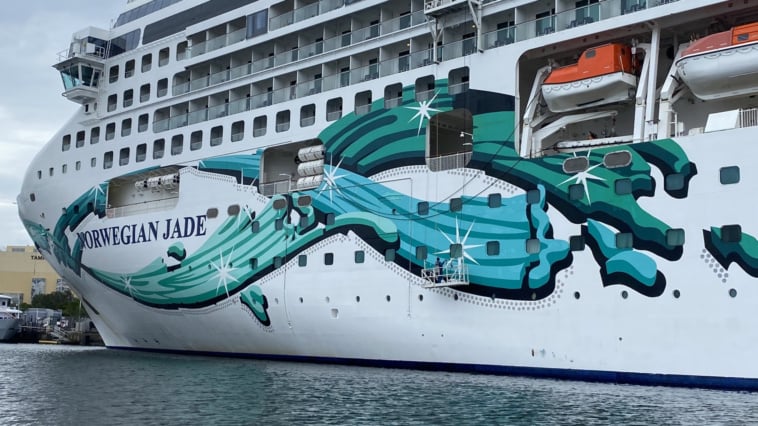 Close-up of the water colors on the Norwegian Jade. Very cool.