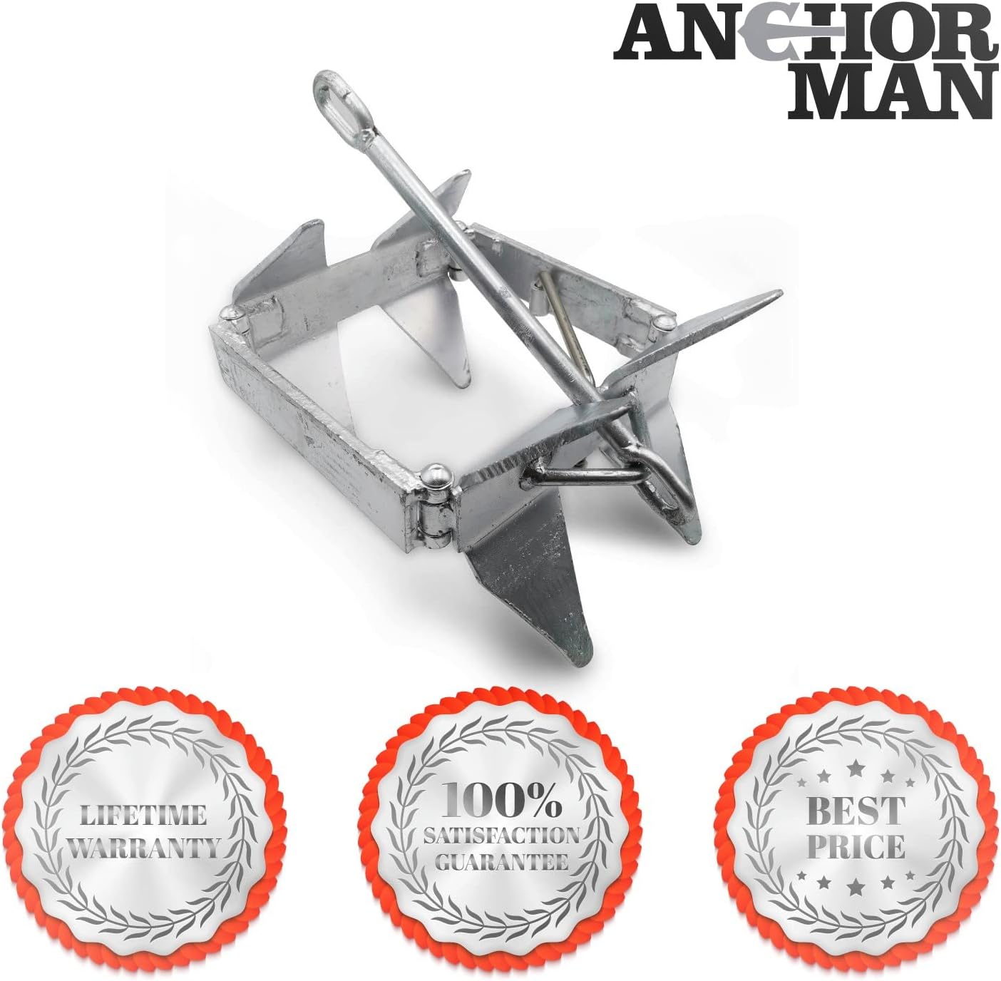 Anchor-Man Boat Slide Box Anchors, 100% Hot Dipped Galvanized Foldable Sliding Cube Anchor Suitable for 23 to 40ft Offshore Sport Boats, Pontoon Boats (13 lbs / 19 lbs / 25 lbs)