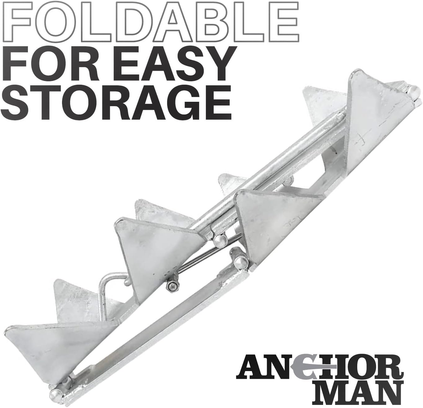 Anchor-Man Boat Slide Box Anchors, 100% Hot Dipped Galvanized Foldable Sliding Cube Anchor Suitable for 23 to 40ft Offshore Sport Boats, Pontoon Boats (13 lbs / 19 lbs / 25 lbs)