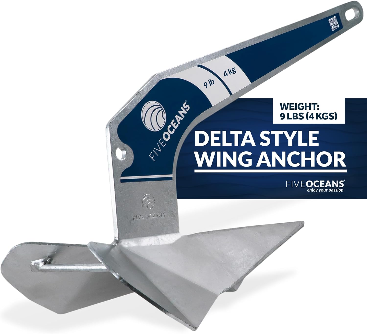 Five Oceans Delta Style Wing Anchor, Boat Anchor, Premium Series, for Pontoon, Fishing Boats, Sport Boats, Sailboats
