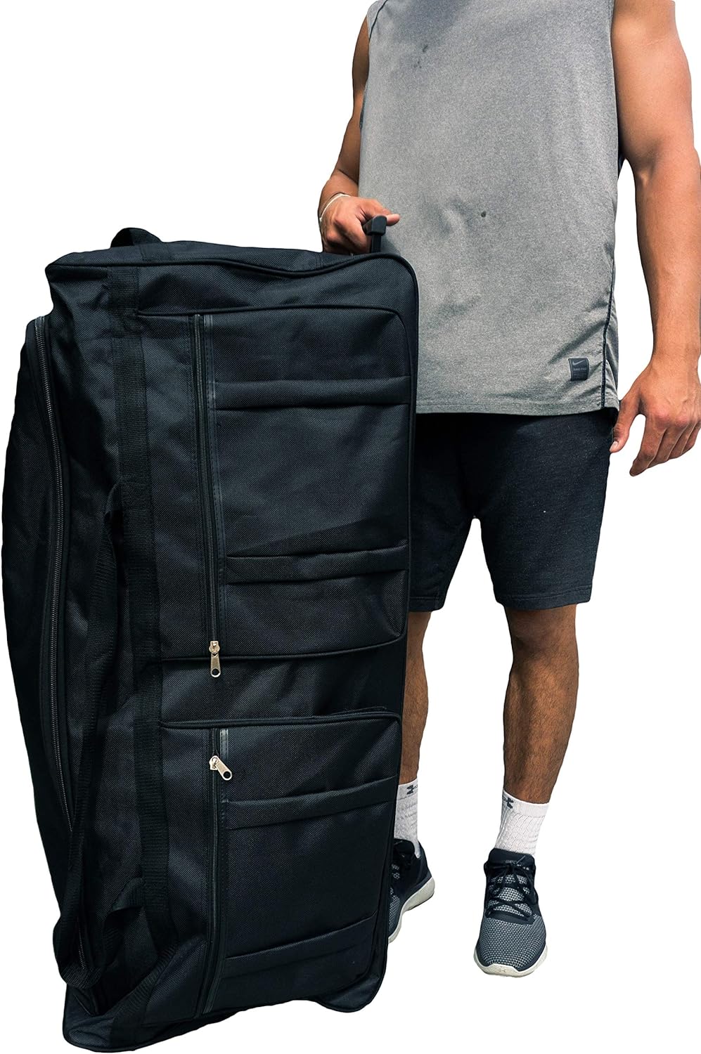 Gothamite 46-inch Rolling Duffle Bag with Wheels, Luggage Bag, Hockey Bag, XL Duffle Bag With Rollers, Heavy Duty Oversized Storage Bag