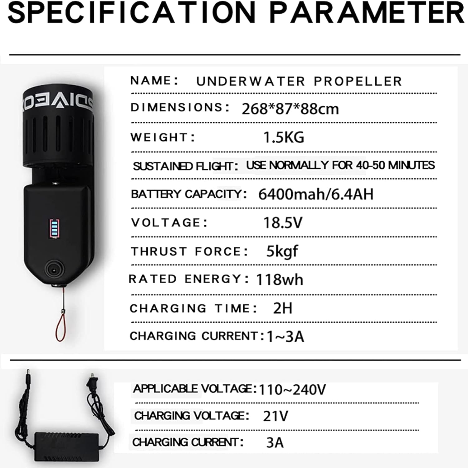 GOYOJO Handheld Underwater Free Diving Equipment, 50min Sea Scooter for Water Sports, Swimming Pool, Thrust 5kgf Electric Pool Scooter for Kids/Adults, 350W Propulsion Booster 4.92 Mph (3pcs)