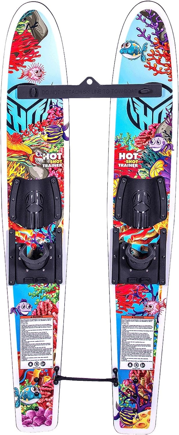 HO Sports Hot Shot Kids Water Ski Trainers with Bar  Rope - Ultimate Training Water Skis System, 48”, Youth and Kids up to 70 lbs