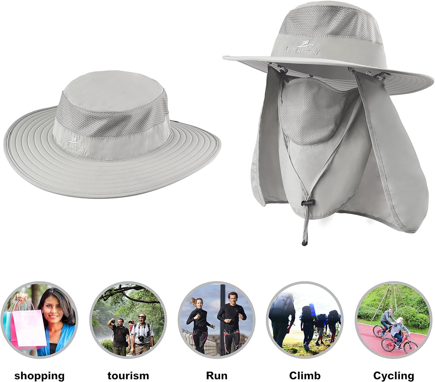 KOOLSOLY Fishing Hat,Sun Cap with UPF 50+ Sun Protection and Neck Flap,for Man and Women