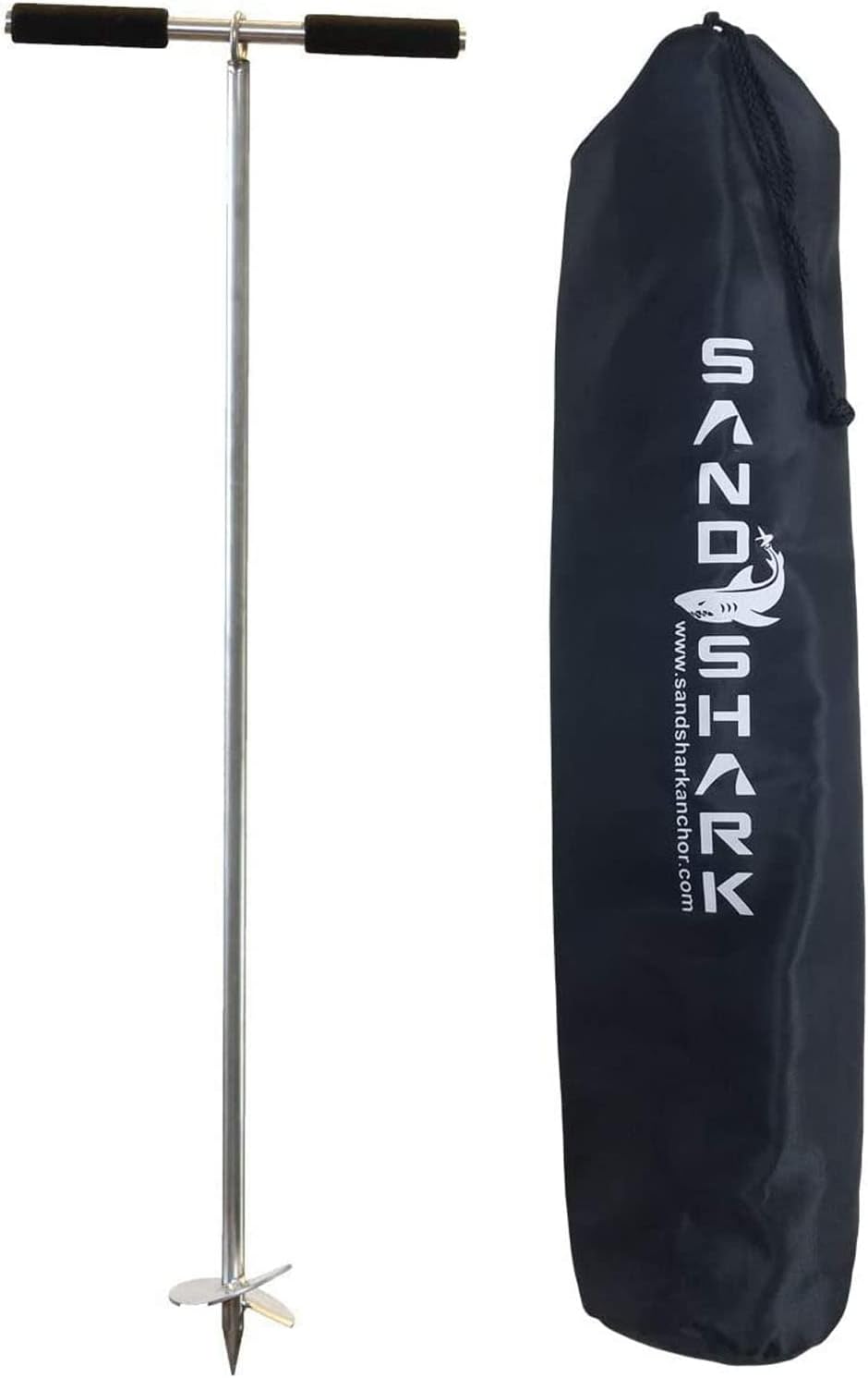 SandShark Lite Series Boat Anchor - Shallow Water Anchor Pole - Jet Ski Anchor, Kayak Anchor, Pontoon Boat Accessories for Beach and Sandbar - 316 Stainless Steel w/Handle and Padded Case