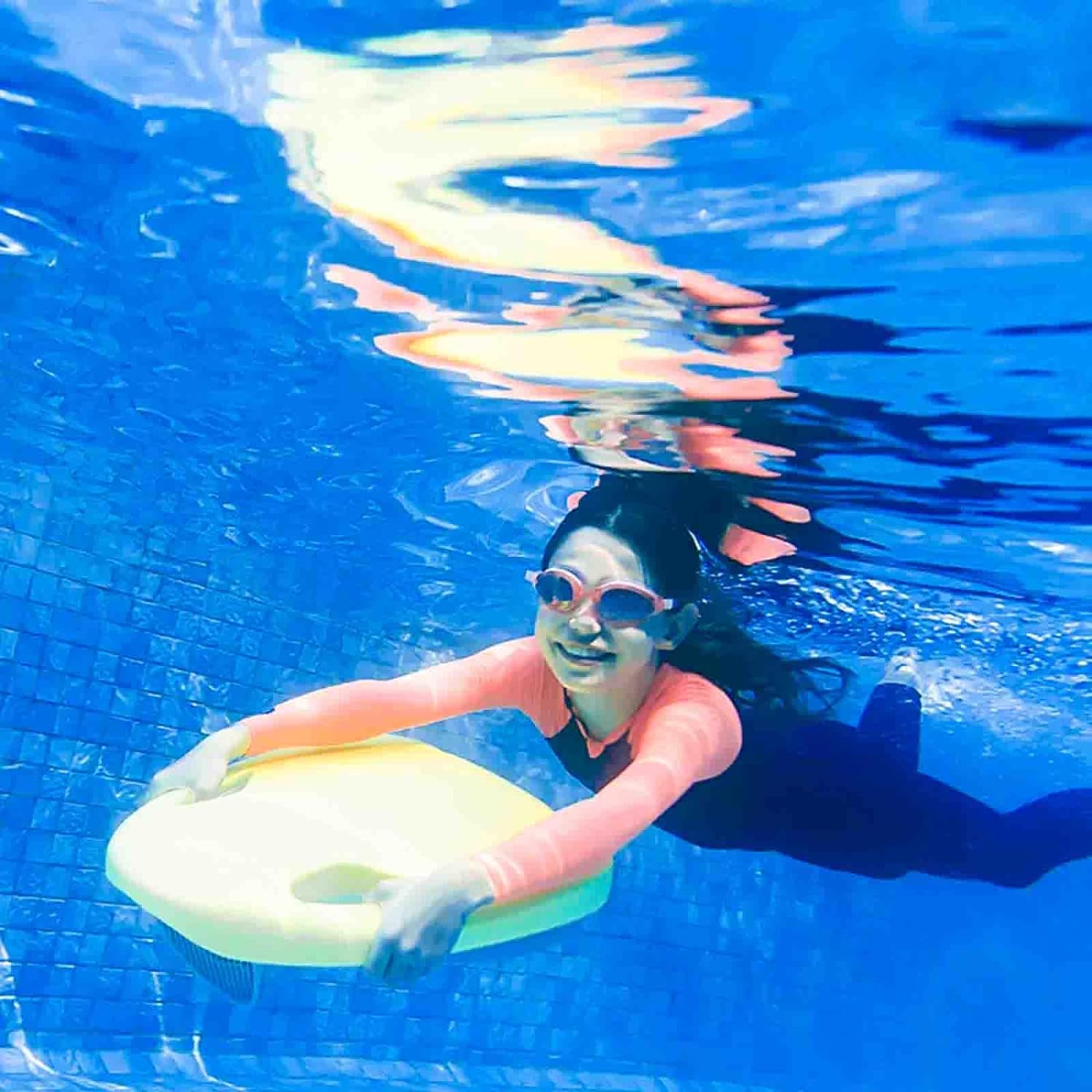 Swimming Kickboard Electric Powered Kick Board Smart Water Scooter Swimming Training Aid for Water Sports (Pink)