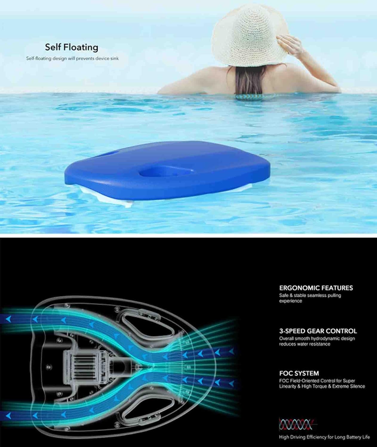 Swimming Kickboard Electric Powered Kick Board Smart Water Scooter Swimming Training Aid for Water Sports (Pink)