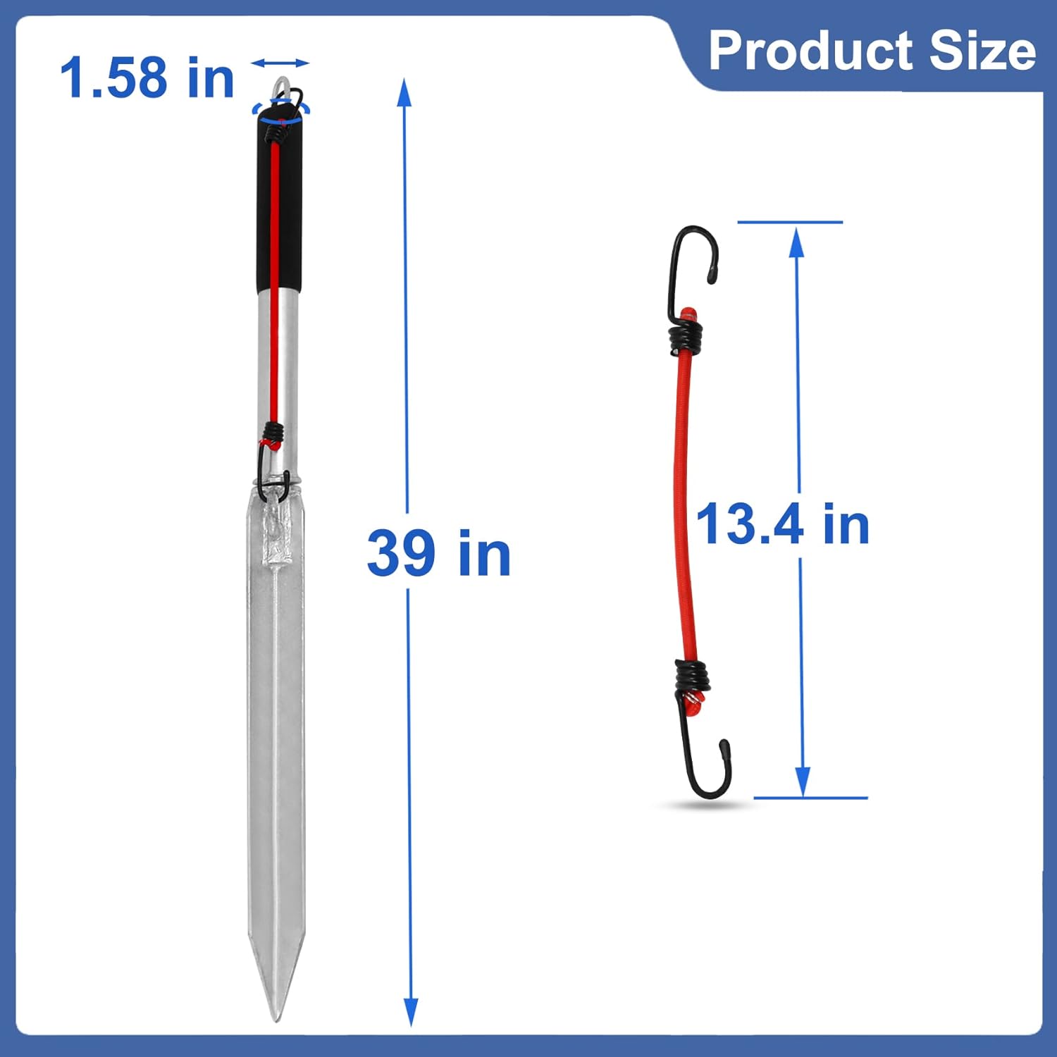 Virego Slide Anchor,39in Slide Anchor Shore Spike Large, Sand Spike Boat Anchor with Slide Hammer  Rubber-Coated Handle,for Boats Pontoon Kayak,up to 36, for Shallow Water Shore, Sandbar