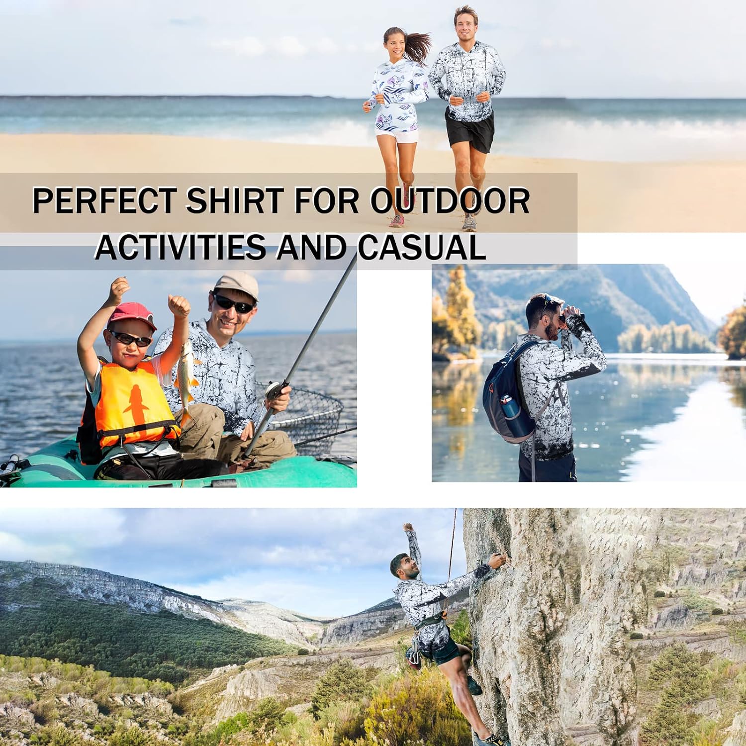 WELIGU Mens UPF 50+ Sun Protection Hoodie Shirt Long Sleeve SPF Fishing Outdoor UV Hiking Lightweight Shirts