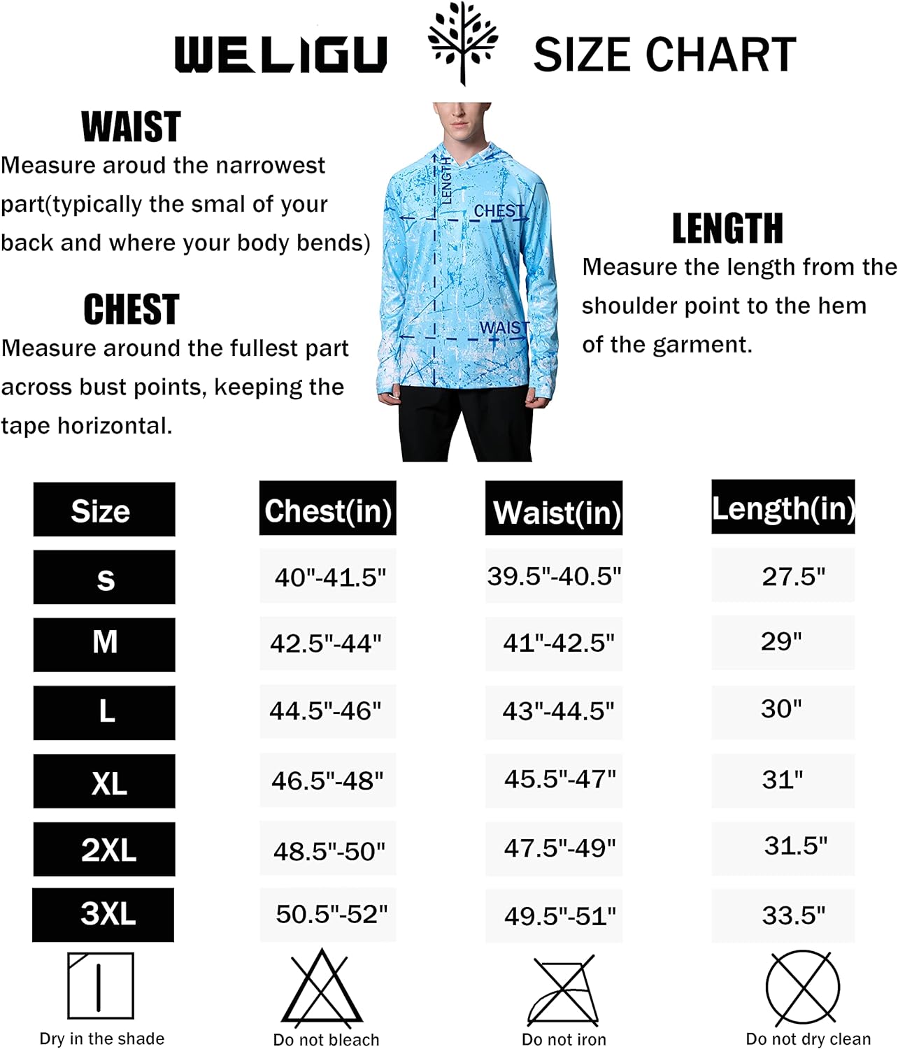 WELIGU Mens UPF 50+ Sun Protection Hoodie Shirt Long Sleeve SPF Fishing Outdoor UV Hiking Lightweight Shirts