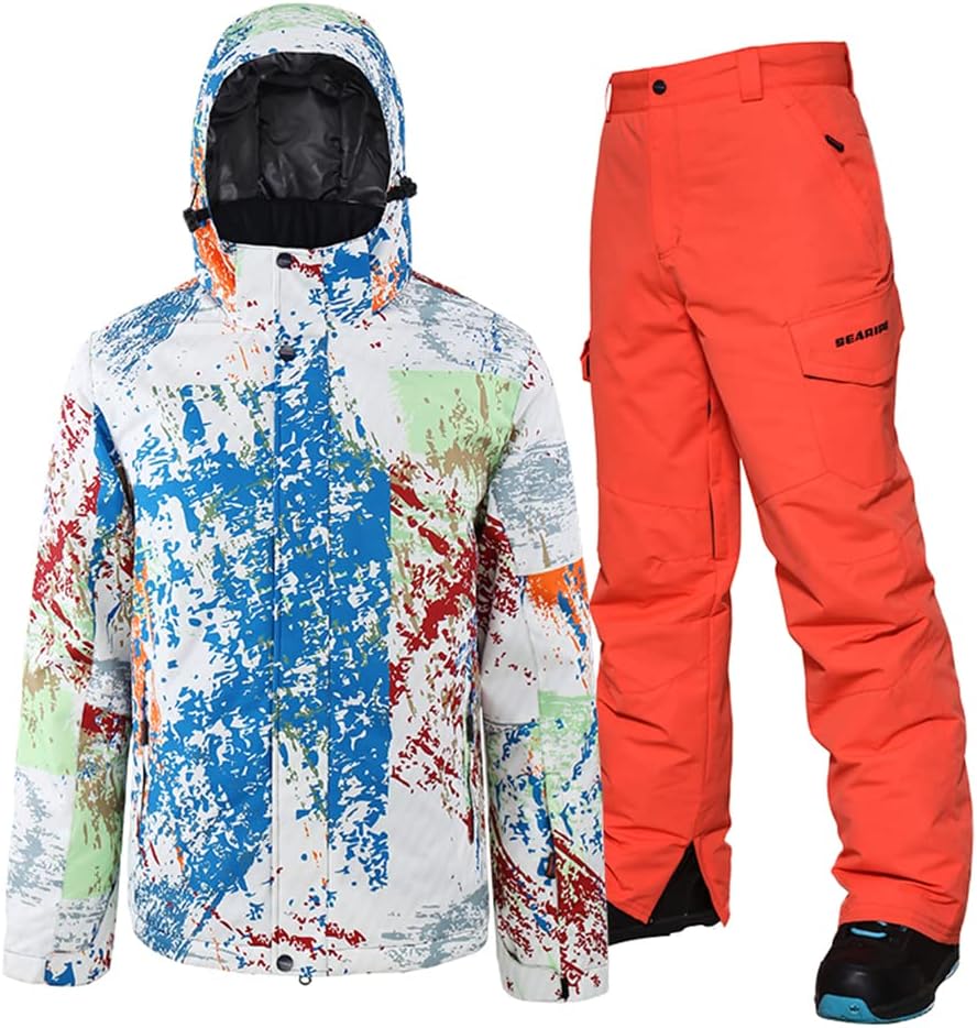 YEEFINE Mens Ski Suit Waterproof Snowsuit Winter Ski Jacket and Pants Set Outdoor Warm Snow Snowboard Suit