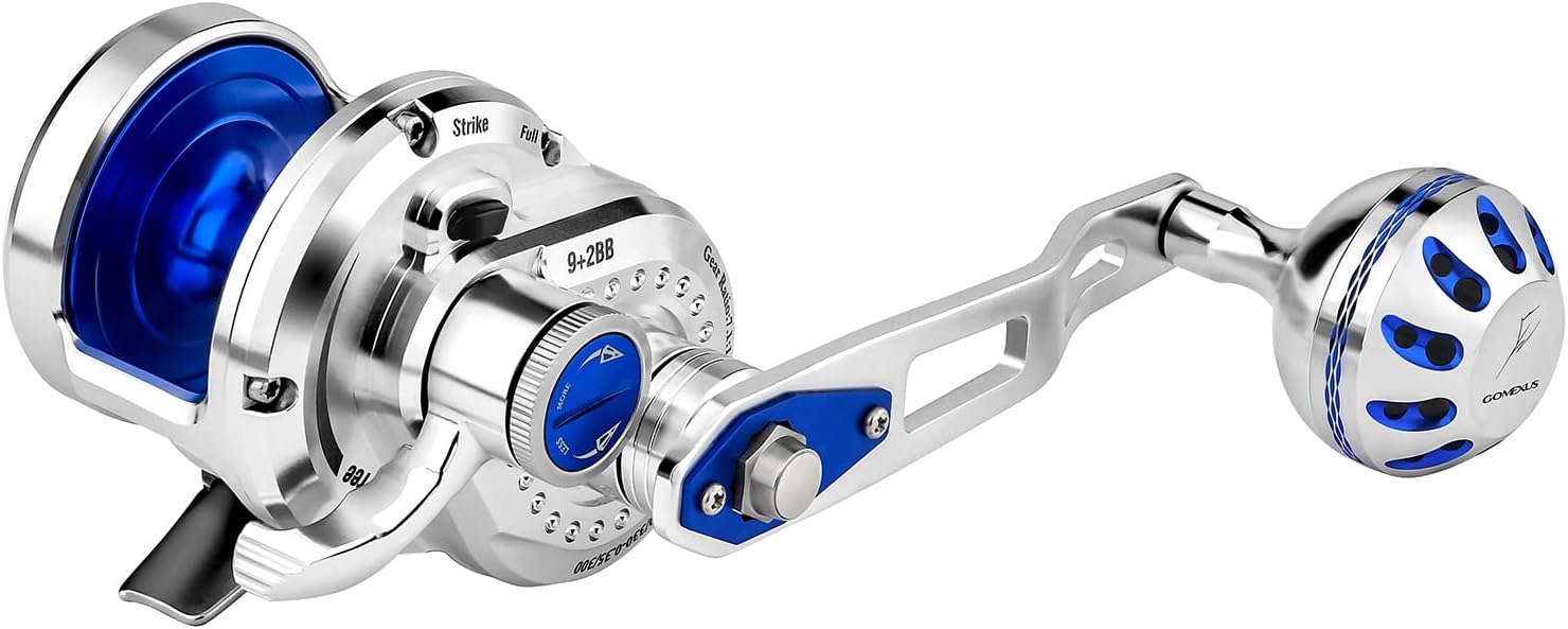 GOMEXUS Fishing Gifts for Men Slow Pitch Jigging Reel CNC All Aircraft Grade Aluminum Body Lever Drag Left and Right Hand Conventional Reel GOMEXUS Fishing Gifts for Men Slow Pitch Jigging Reel CNC All Aircraft Grade Aluminum Body Lever Drag Left and Right Hand Conventional Reel