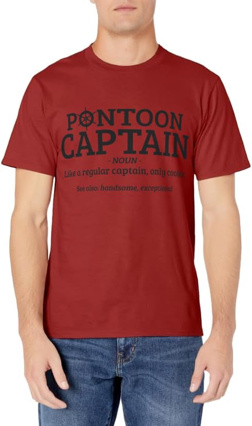 Pontoon Captain Definition Funny Pontoon Boat Boating Gift T-Shirt