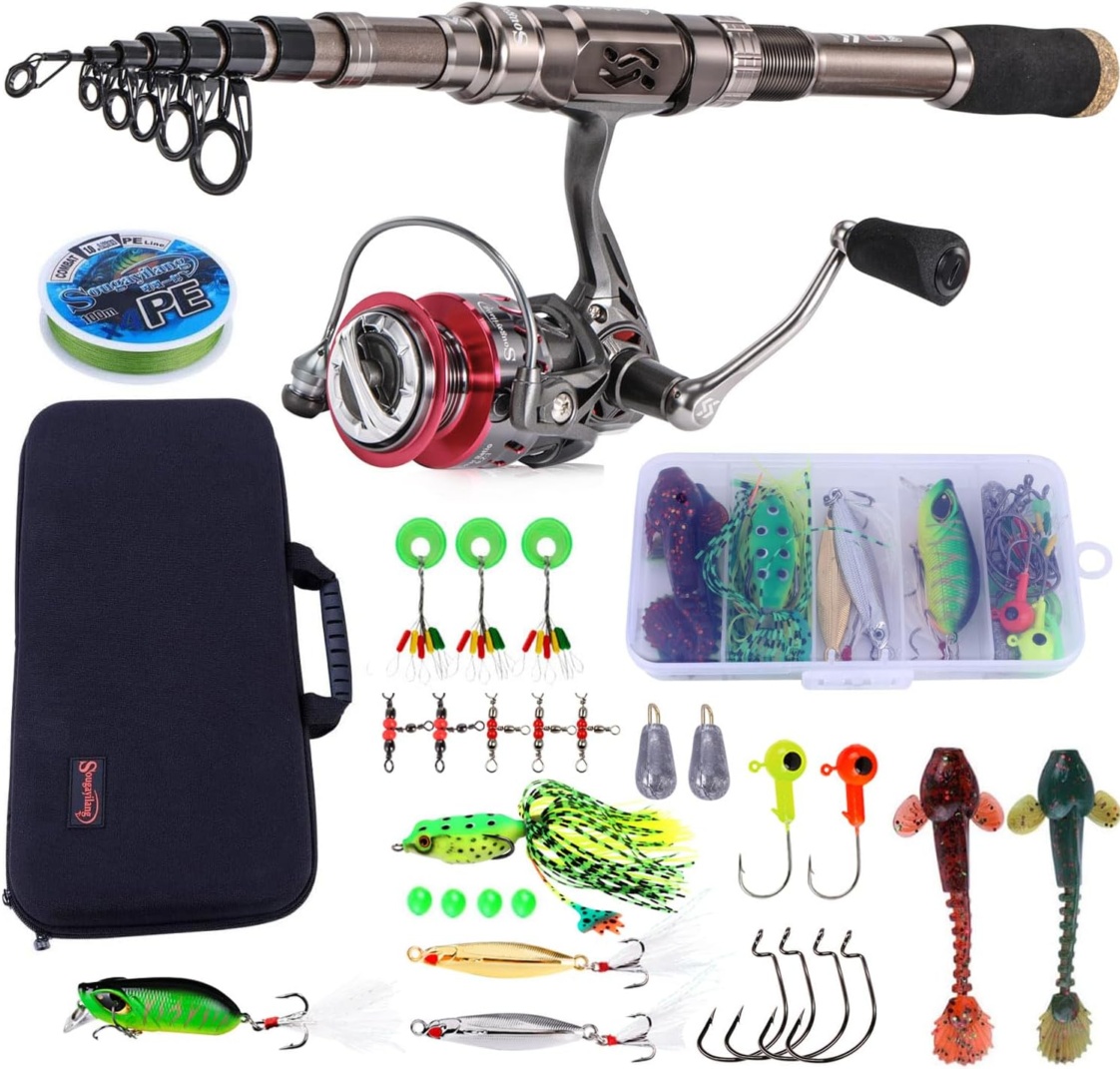 Fishing Rod And Reel Combos, Carbon Fiber Telescopic Fishing Pole Kit With Spinn - View #3